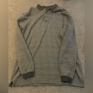 Checkered grey vintage long sleeve polo